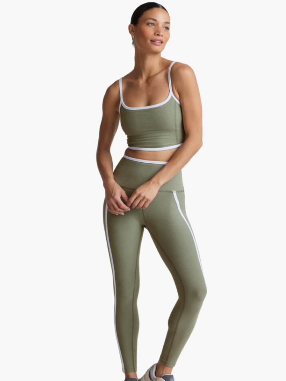 Beyond Yoga Spacedye High Waisted Midi Legging & Tank - Grey Sage/Cloud White